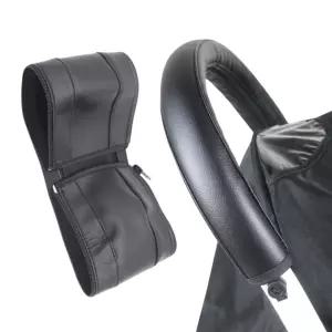 유모차 가죽 손잡이 커버 보호자용 안전바 핸들 보호 PU 지퍼형