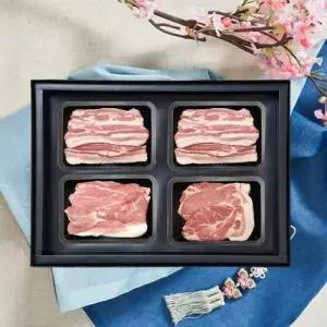 [명품] 제주 돼지 선물세트 4구 1.8kg(백오겹500gx2팩/백전지400g/박피목살400g)