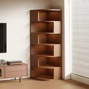 코너 삼각형 거실 원목 책장 수납 선반 슬림 디자인 벽 틈새 공간 활용 인테리어 책꽂이 스타일