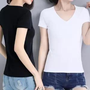 여자 브이넥 티셔츠 흰티 여름 V넥 반팔 슬림핏 이너티 기본