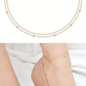 14K 두줄 금볼 트위스트 체인 골드 금 발찌