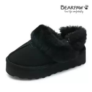 [롯데백화점]베어파우 ELISA 여성 양털 플랫폼 탈부착 밴딩 슬리퍼 K2691001PD-W 블랙 4.5센치