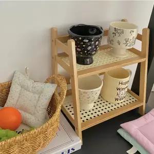 원목 선반 사다리형 사이드 거실 2단 선반 다용도 정리대 화장대 수납장 수납 나무 협탁 책상 주방 욕실