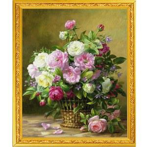 유화그리기세트 꽃그림 DIY 그림그리기 95 바구니 캔버스도안 풍수 목단꽃과 봄의속삭임