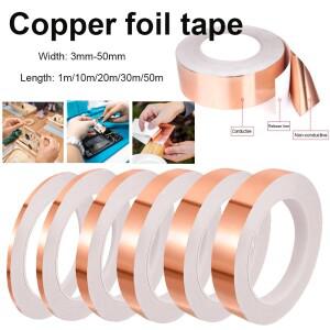 10M 20M 구리 호일 테이프 단일 측면 전도성 차폐 달팽이 스테인 글라스 가전 회로 전기 수리