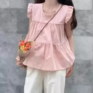 [하프클럽/]여성 SS 레이스 프릴 티어드 쿨링 셔츠