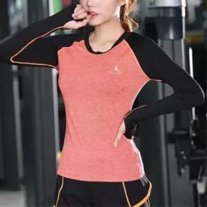 여성 헬스 요가 웨어 긴팔 트레이닝 티셔츠 오렌지색 W4861E1