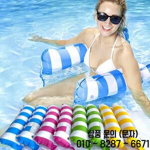 접이식 팽창식 라운지 의자 스트라이프 벨트 그물 플로팅 줄 물놀이 수영장 해먹