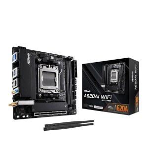 ASRock A620AI WiFi AMD AM5 미니 ITX 마더보드, Ryzen 9000/8000/7000 시리즈 프로세서, DDR5 8200+(OC), PCIe 4.0, 듀얼 LAN, 6E, 8+2+1 전원 단계 지원