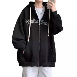 남성용 후드집업 점퍼 두꺼운 맨투맨 추동 후드 가디건 루즈핏 지퍼 프린트 긴팔 KS4