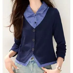 [하프클럽/패션]체크셔츠 레이어드 가디건 26F44D60