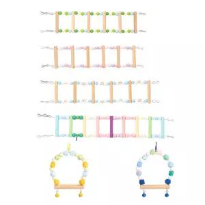 2개입 새 장난감 사다리 그네 씹기 장난감 애완 새장 액세서리 해먹 그네 소형 앵무새용