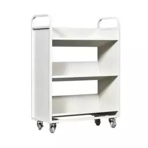 이동식 철제 북카트 도서관 사무 트롤리 스탠딩 웨건 책장 V자형