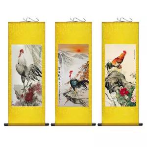 닭그림 수탉 모란꽃 풍수 조류 벽면 족자 동양화