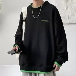 남성용 오버핏 레이어드 긴팔 티셔츠 캐주얼 맨투맨