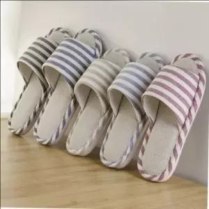 올데이 공용상품룸슈즈 굵은줄 리넨원단 이지슈즈 간절기용