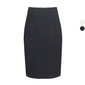 여성 H라인 가을겨울 트위드 정장 미디 스커트