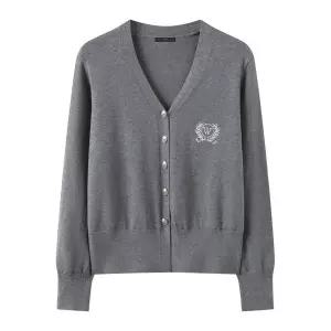 [하프클럽/르샵]브이넥 자수 데일리 니트 가디건 (DQ1CK005A)