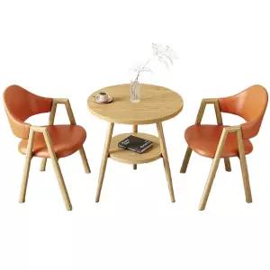 원형 티테이블 세트 2인 발코니 휴식 원목 커피 공간