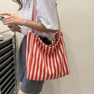 [라일리] Rly 좋은 캔버스백 수납력 스트라이프 여자 숄더백