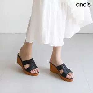 [하프클럽/]국산 통굽 웨지힐 뮬슬리퍼 7cm_26S005