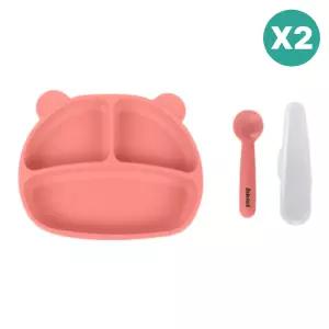 베베락 엘파 유아식기 이유식 흡착 식판 피치핑크 2개 BNA