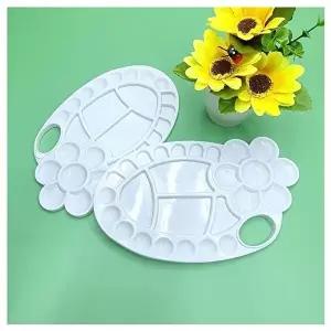 고품질 타원형 매화꽃 팔레트 미술팔레트 흰색꽃모양파레트 26구팔레트 손잡이팔레트 수채화팔레트 WFHTZV