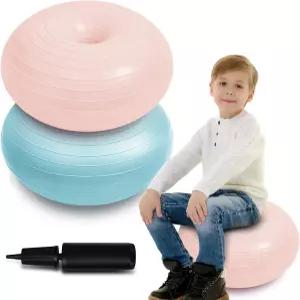 교실용 20인치 신축성 요가 볼 의자 대형 도넛 운동 쿠션 시트 감각 균형 홈 오피스용 인플레이터 포함