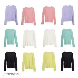 여름 시스루 라운드넥 긴소매 얇은 칼라티셔츠 6칼라 칼라 비치는 긴팔 넥티 햇빛가리기 수영복 레이어드