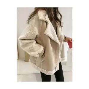 볼사스 여성 가죽 자켓 재킷 살구색 털 일체형 숏 코트 겨울 ADOR4