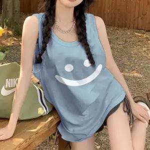 썸머 루즈핏 민소매 순면 나시 티셔츠여름 여성상의 운동 패션티 바캉스