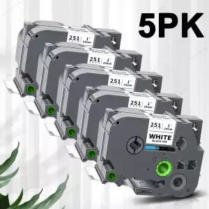 2PK5PK TZe251 브라더 TZe 라벨 테이프 호환 TZe-251 TZ251 24mm 라미네이트 블랙 온 화이트 브라더 P-touc
