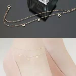 여자발찌 14K GOLD 밀키웨이 팬던트 두줄 체인 발찌 발찌선물