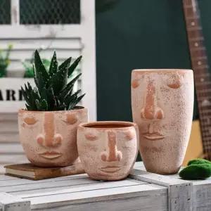 모아이 석상 토분 화분 스노우화이트 대 14x11cm 석상 토분