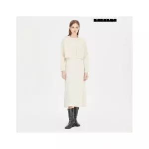 시슬리 훌라인 울 가디건 니트 원피스 세트 SAKO35361_BE