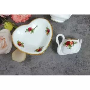 로얄알버트 황실장미 하트접시 스완홀더 세트
