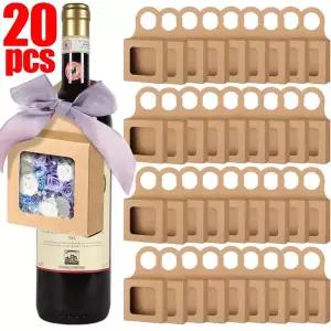 창문형 크래프트 종이 와인 병 상자 접이식 와인 병 캔디 스낵 쿠키 상자 웨딩 파티 장식 20 개 10 개