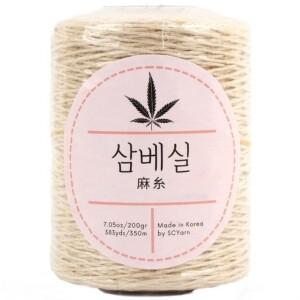SCYarn 국산 삼베실 대용량 200g 수세미실 제로웨이스트 뜨개실 털실 코바늘실 삼베수세미실