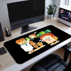 B-빵 도둑 귀여운 만화 캐릭터 마우스 패드 데스크 매트 대형 미끄럼 방지 키보드 인체공학적 사무용 고무 PC 홈 맞춤형