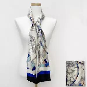 여자 봄 가을 외출 롱 기장 다양한 무늬 패턴 헤어 가방 장식 직사각 실크 스카프