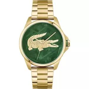 라코스테 남성 시계 3핸드 무브먼트 LE Croc 컬렉션 실버 골드톤 블랙 스테인리스 스틸팔찌 378809