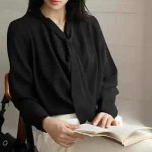 여성 스카프 가을 사무실 패션 드레이프 하객 스타일 블라우스