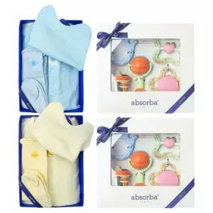 [갤러리아] (압소바출산,백일,귀여운유아복)솔링코튼모달바디슈트+5종딸랑이세트(A11-10630SET)