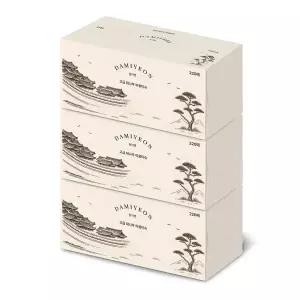 [담이연] 먼지없는 대나무 천연펄프 고보습 로션티슈, 무형광 무표백 비염티슈 200매 3개