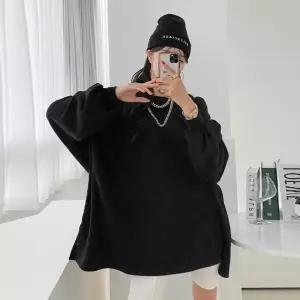 여성 봄 가을 99까지 라운드넥 가오리 트임 퍼프 긴팔 롱 티셔츠 커플티 남녀공용 TS0286S 빅사이즈 루즈핏