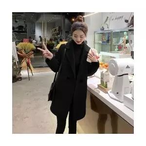 여자 실용성 모직 코트 블루 롱 루즈핏 추동 SPO마켓4