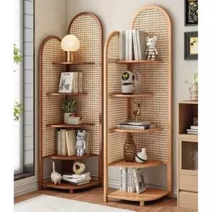 라탄 코너선반 인테리어 월넛 코너 침실 사이드