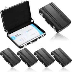 Yeaqee 6개 명함 홀더 알루미늄 케이스 남성용 방수 미니 서류 가방