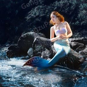 성인 인어공주 꼬리 수영복 물놀이 물갈퀴 어른 촬영용 드레스 모녀 튬 세트