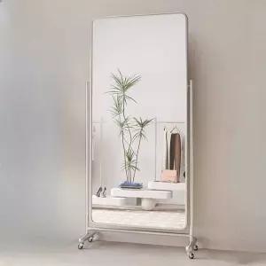 실버 전신거울 미드센츄리 이동식 스틸 사각 프레임 대형